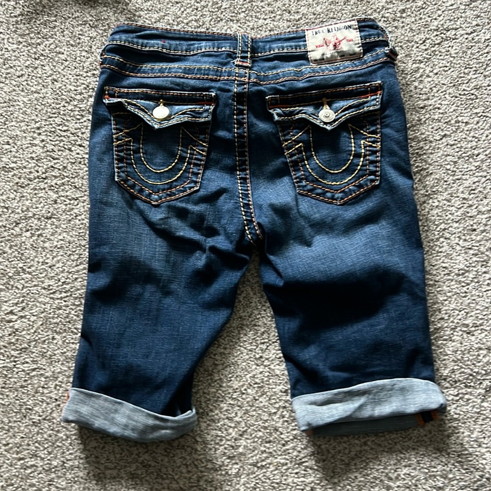 True Religion Blue Distressed Jean Shorts - Picture 10 of 10